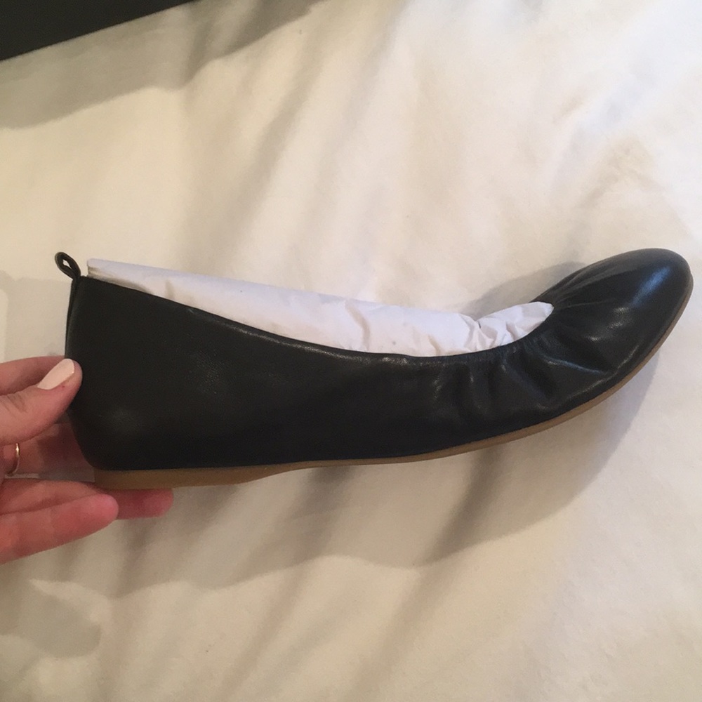 New in box J. Crew black leather ballet flats
